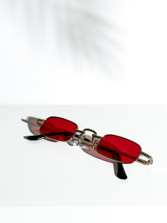 Vintage Sunglasses II SilverXOrange نظارات شمسية فنتج برتقالي وفضي